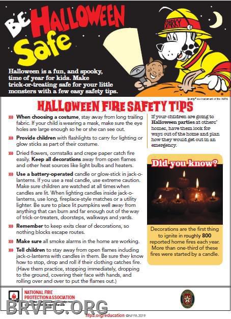 Halloween Safety Tips - Black Rock Volunteer Fire Company